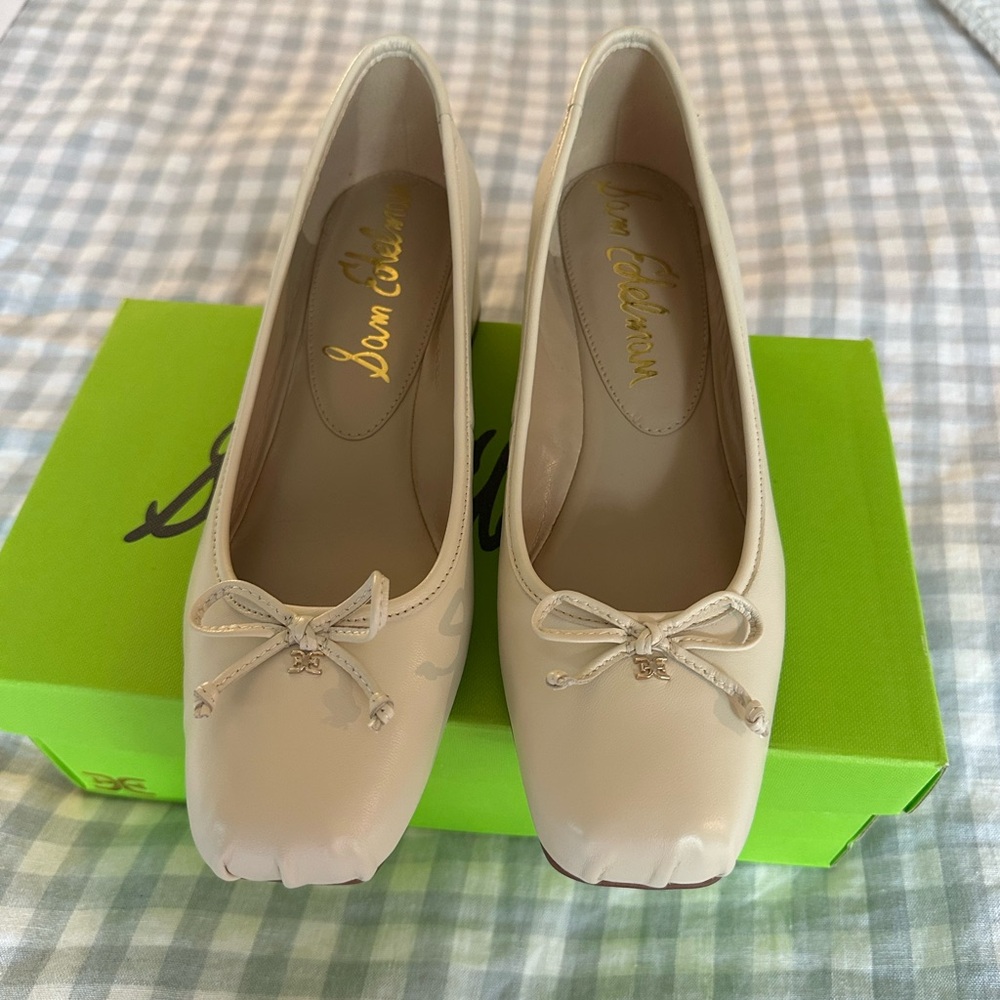 Sam Edelman ivory leather ballet flats